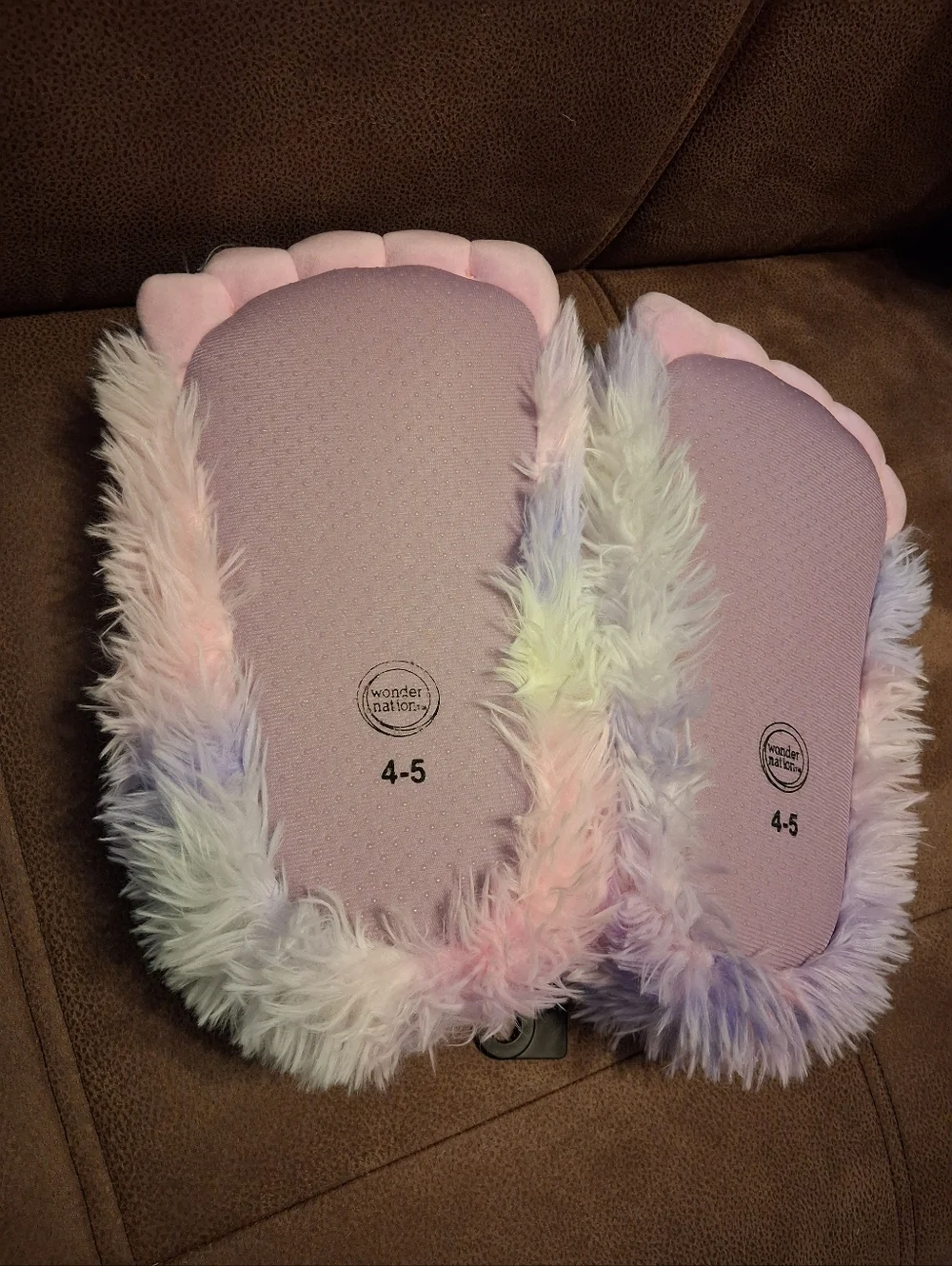 Wonder Nation Kids Tie Dye Pink And Purple Monster Yeti Slippers Size 4/5